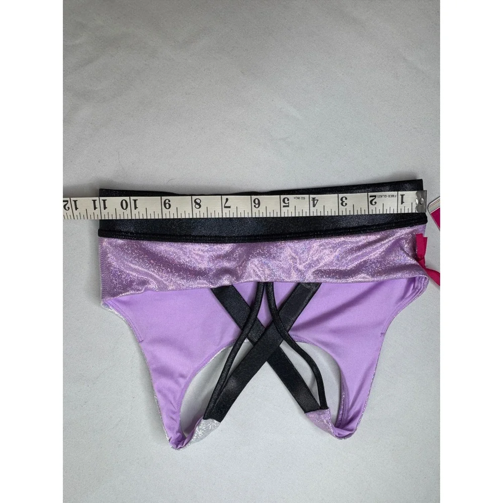 Justice Dance Gym Girls Iridescent Colorblock Sports Bra Purple Silver S 7/8 NWT